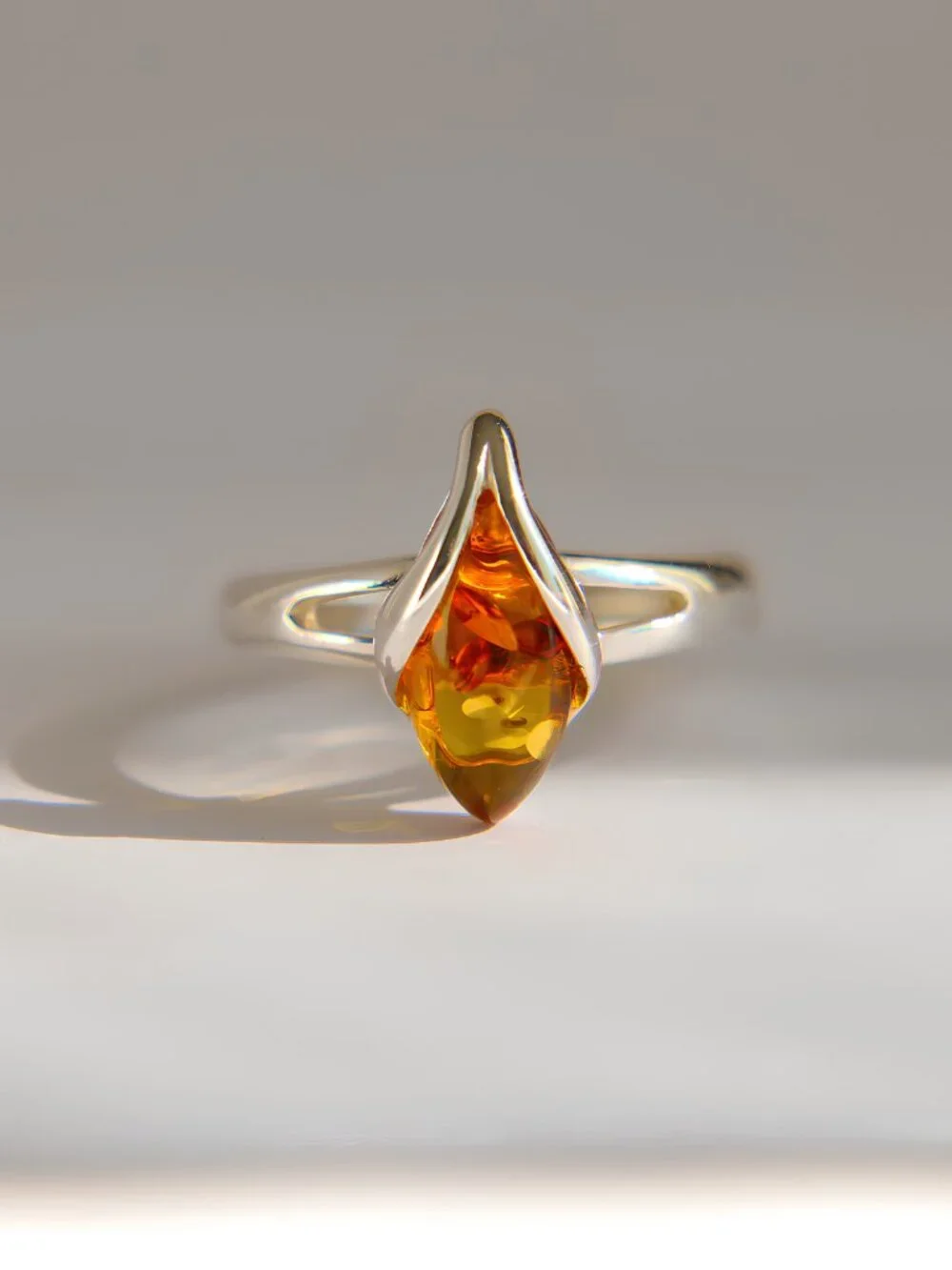 Baltic Amber Ring in Sterling Silver